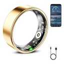 Mirlray Smart Ring for Women & Men, Smart Ring Health Tracker, Blood Oxygen & Heart Rate Monitor, Long Lasting Battery Sleep Ring, Waterproof Fitness Ring (Gold, 7)