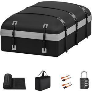 Car Rooftop Cargo Carrier Bag 30 Cubic Feet, Soft-Shell Luggage Cargo Bag Waterproof Bag, Include 2 Reinforced Straps, 6 Door Hooks, Anti-Slip Mat, Luggage Lock