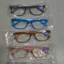 Reading Glasses Blue Light Blocking, Computer Glasses for Women Men, Fashion Square Eyeglasses 5 Pairs +1.5