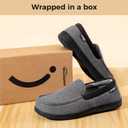 HomeTop Men's Comfort Memory Foam Moccasin Slippers, Breathable Cotton Knit Terry Cloth House Shoes for Indoor Outdoor (Gray)