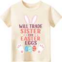 Happy Easter Shirts for Boys GirlsToddler Easter Shirt Bunny Egg Hunt Tee Kids Digger Tractor 2T-8T (4-5T, Sister)