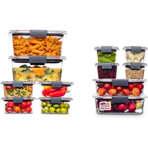 Rubbermaid Brilliance BPA-Free Airtight Food Storage Containers, 24-Piece Set, Easy for Meal Prep, Lunch & Leftovers (Set of 12 Assorted Containers)