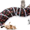 Sheldamy Cat Tunnel, S-2-Way Cat Tunnels for Indoor Cats, Collapsible Cat Play Tunnel, Interactive Toy Maze Cat House for Cats, Puppy, Kitty, Kitten, Rabbit, Mushroom, 50"L x 9.8"W x 9.8"H