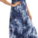 YOZLY Cotton Nightgowns for Women Short Sleeve Long Night Gowns Soft V Neck Sleepwear with Pockets (Blue, M)