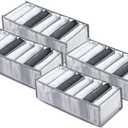 Wardrobe Clothes Organizer 7 Grids Portable Closet Organizer Mesh Separation Storage Box Foldable Closet Drawer Organizer for Underwear Socks Scarves Leggings (Grey, 4 Leggings Grid)