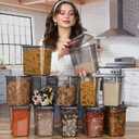T&D HOME GOODS Storage Jars with Lid, Airtight, Set of 12 Storage Containers, BPA-Free, Storage Container for Cereal, Flour, Kitchen, Practical Organiser Kitchen, (12, Rectangular)