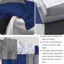 Geometric Navy Blue Sheer Curtains for Door Window, Black Semi-Transparent French Door Screen Curtains with Art Patterns for Multiple Door (25 x 72 Inch, 2 Panels)