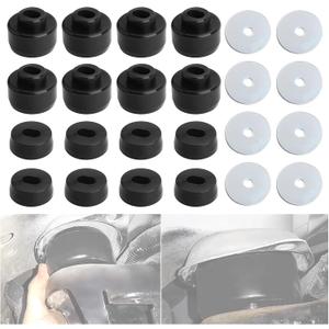 7-141 Body and Cab Mount Bushing Kit Compatible with 1999-2014 Chevy Silverado & Sierra 1500/2500 2WD/4WD Polyurethane Body Cab Mounts & Washers (Black 24PCS)