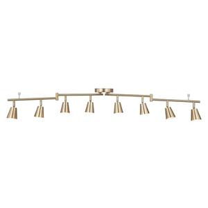 CRAFTRONOS 8 Light LED Track Lighting Kit, Matte Brass Adjustable with Moden Flush Mount Ceiling Spotlight,GU10 Socket Bulbs,Flexible Foldable Arms for Kitchen,Dining,Living Room, Bedroom