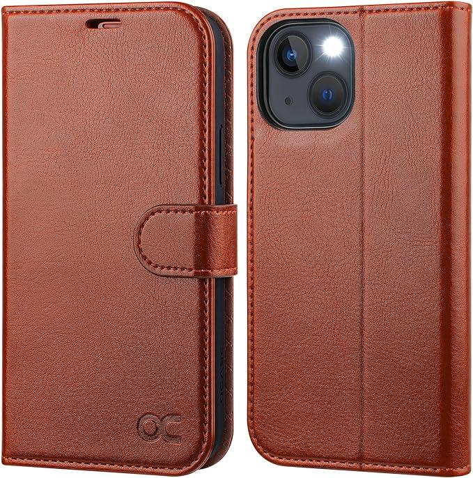 OCASE Retro Series Compatible with iPhone 14 Wallet Case with Card Holders [RFID Blocking][TPU Inner Shell ][Kickstand] PU Leather Flip Folio Shockproof Phone Cover 6.1 inch(Brown)