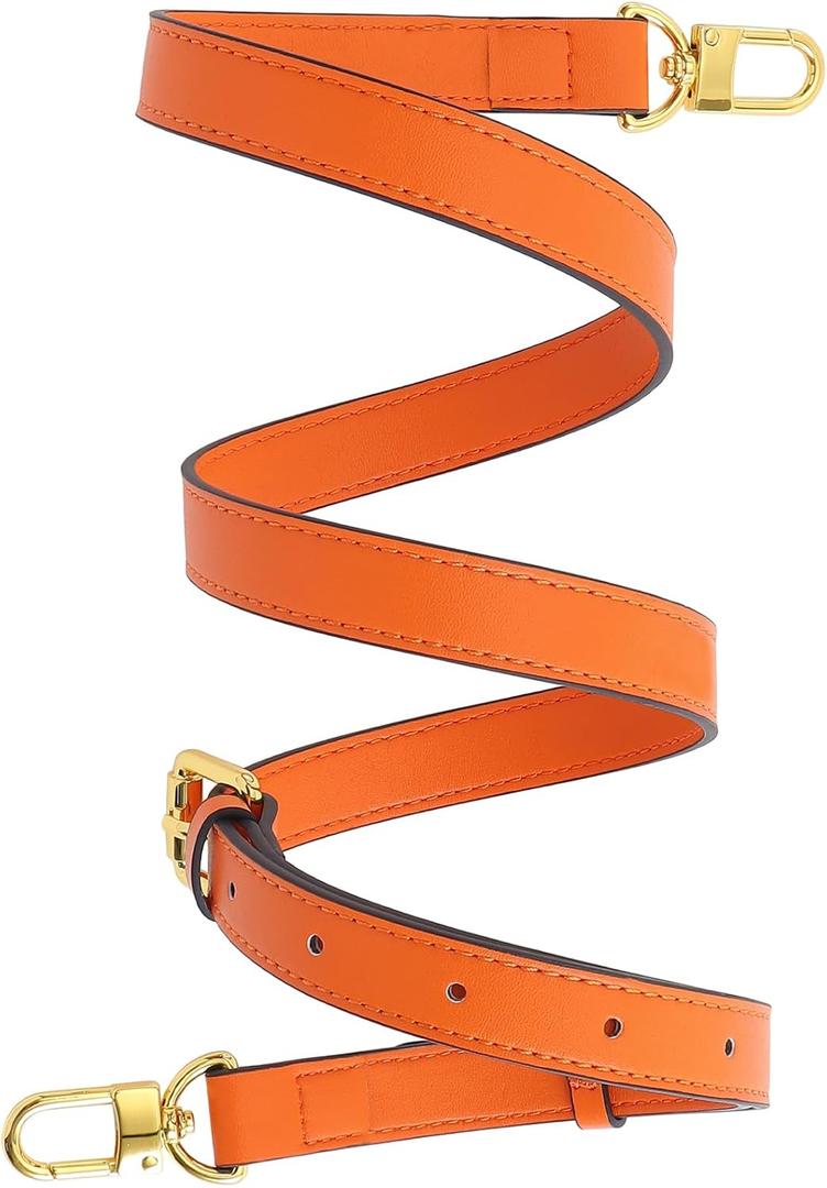 Vachetta Leather Adjustable Crossbody Strap for Leather Shoulder Strap Belt Replacement Suitable for L V Handbags (Orange-genuine Leather)
