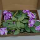 24 Pcs Lavender Rose Artificial Flowers with Long Stem Real Touch Silk Plastic Bouquet Purple Roses Bulk for Wedding Party Table Centerpieces Festival Decorations