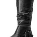 DREAM PAIRS Women's Wide Calf Knee High Boots, Fur-lined Low Hidden Wedge Boots, Size 8.5