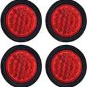 4 Inch Round Trailer Tail Light for 12V Truck Trailer Bus RV Camper ATV UTV 24LED Back Up Reverse Light Waterproof w/Flush Mount Grommets Plugs
