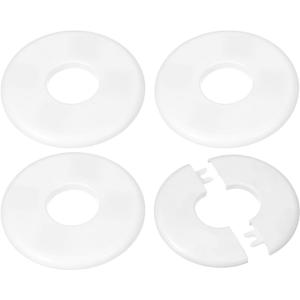 PATIKIL Wall Split Flange 1.36"/34.5mm, 4Pcs ABS Round Self-Adhesive Escutcheon Plate Cover Buckle for Water Pipe Faucet Decoration, White