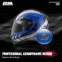 LEM Modular Motorcycle Helmets Fiberglass, Full Face Motorcycle Helmet Flip Up for Touring, DOT Certified, Release Sun Visor & Removable Comfort Liner, Lightweight Street Bike Helmet (Blue, M)