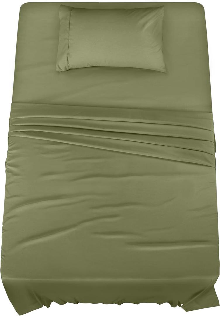 Utopia Bedding Twin Bed Sheets Set - 3 Piece Bedding - Brushed Microfiber - Shrinkage and Fade Resistant - Easy Care (Twin, Olive)