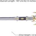 Sword Valley Dark Elf Excalibur - Golden/Silver 107 cm/42.13" - Stainless Steel Blade Hand Forged with Exquisite Details - Cosplay Props Anime Game All-Metal Sword - Suitable for Collection
