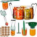 Canning Kits, Canning Supplies Boxed Set, Stainless Steel Set, Jar Lifter, Folding Rack, Tongs, Complete Multifunctional Canning Tools, Canning kit includes wide mouth funnel for jars (7pcs)