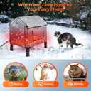 Heated Cat House for Outside, Waterproof Outdoor Cat Shelter with Thermostatic Pet Heating Pad for Winter, Large Elevated Pet Hetaing Bed with Rmoveable Canopy for All Seasons