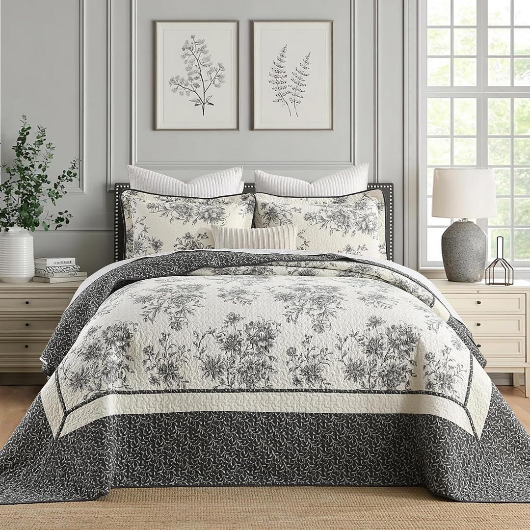 DDUOXIN Botanical Oversized King Bedspread - 120W x120L 100% Cotton Quilt