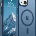 SUPFINE Magnetic for iPhone 14 Case & iPhone 13 Case (Compatible with MagSafe)(Military Grade Drop Protection) Slim Translucent Matte Shockproof with Anti-Fingerprint Phone Case,Deep Blue