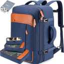 Lumesner Carry on Travel Backpacks, Extra Large 40L Flight Approved Bag for Men & Women,Expandable Suitcase Backpack With 4 Packing Cubes,Water Resistant Luggage Daypack Business Weekender Bag, Blue