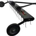 Brinly 48" Tow Behind Grass Dethatcher, Removes Thatch on Large Lawns in Less Time - Flat Black