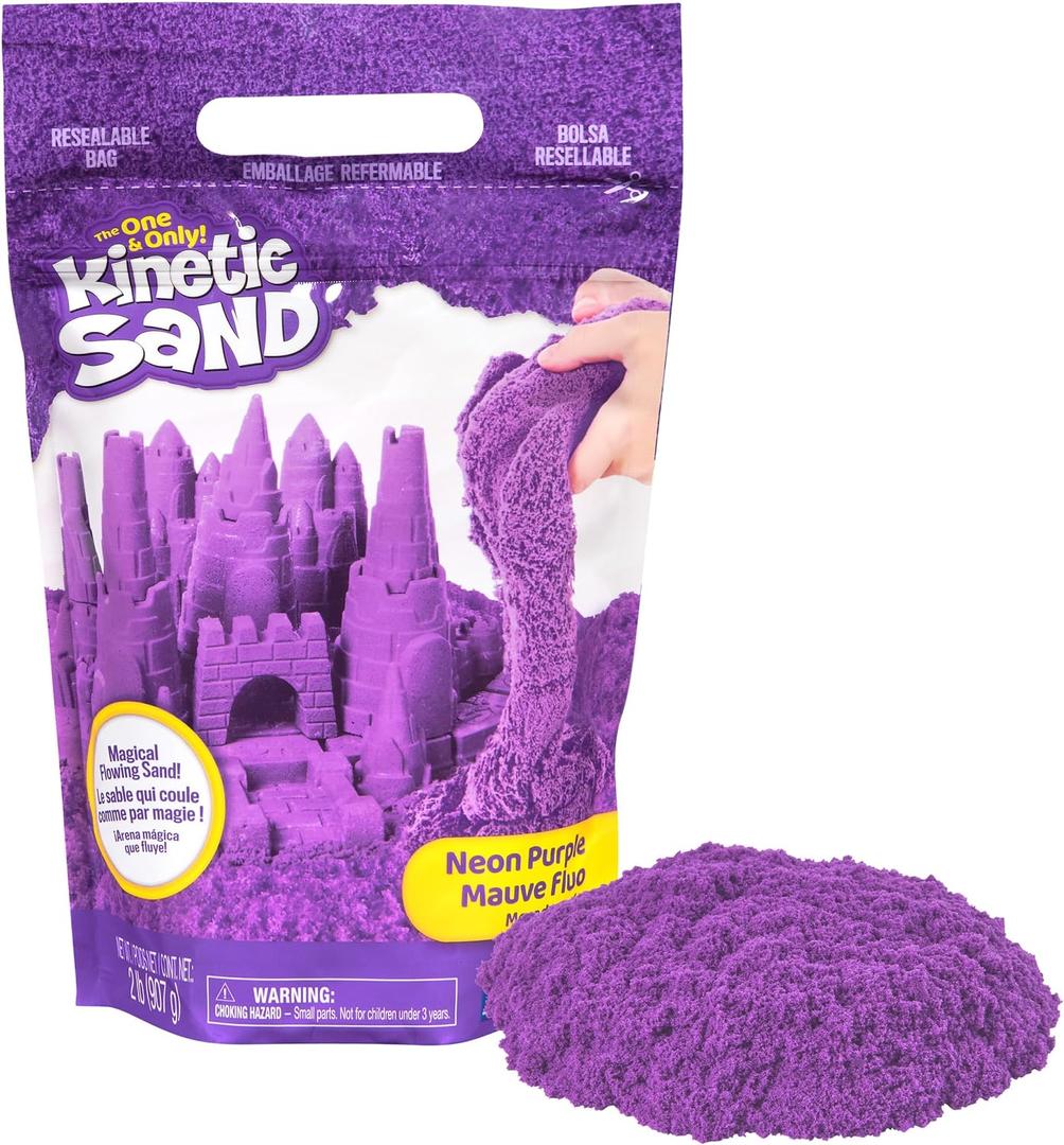 Kinetic Sand, 2lbs Purple Play Sand, Moldable Sensory Toys for Kids, Resealable Bag, for Ages 3 and up