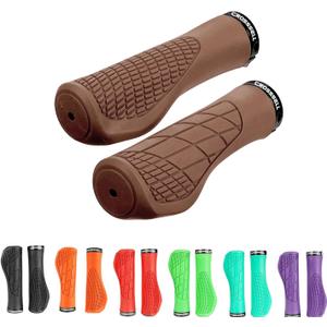 Ergonomic Bike Grips - Handlebar Grips for Mountain Bikes, Non-Slip Lock-On Grips (Brown)