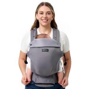 Momcozy Newborn Baby Carrier - Ergonomic, Cozy and Lightweight Carrier for 7-24 Lbs, Adjustable Neck Support with Sunshield, Breathable Airmesh Perfect for Summer Outing, Purplish Grey