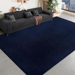 QDUIDU Large Area Rugs for Bedroom Living Room  8x10 Feet Ultra Soft Navy Blue Rug Thickened with MemoryFoam, Solid Modern Minimalist Carpets for Home Decor, NonSlip and Comfy Nursery Room Rugs