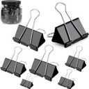 Ufmarine Binder Clips Paper Clips Assorted Sizes 200 Count (Black), Metal Paper Binder Clips with Box for Office, School and Home