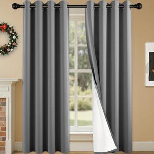 2 Panels 100% Blackout Curtains, Lightweight Thermal Insulated Grommet Drapes for Bedroom Living Room, Light Blocking Window Treatment, Pack of 2, 54x108 Inches, Charcoal Grey