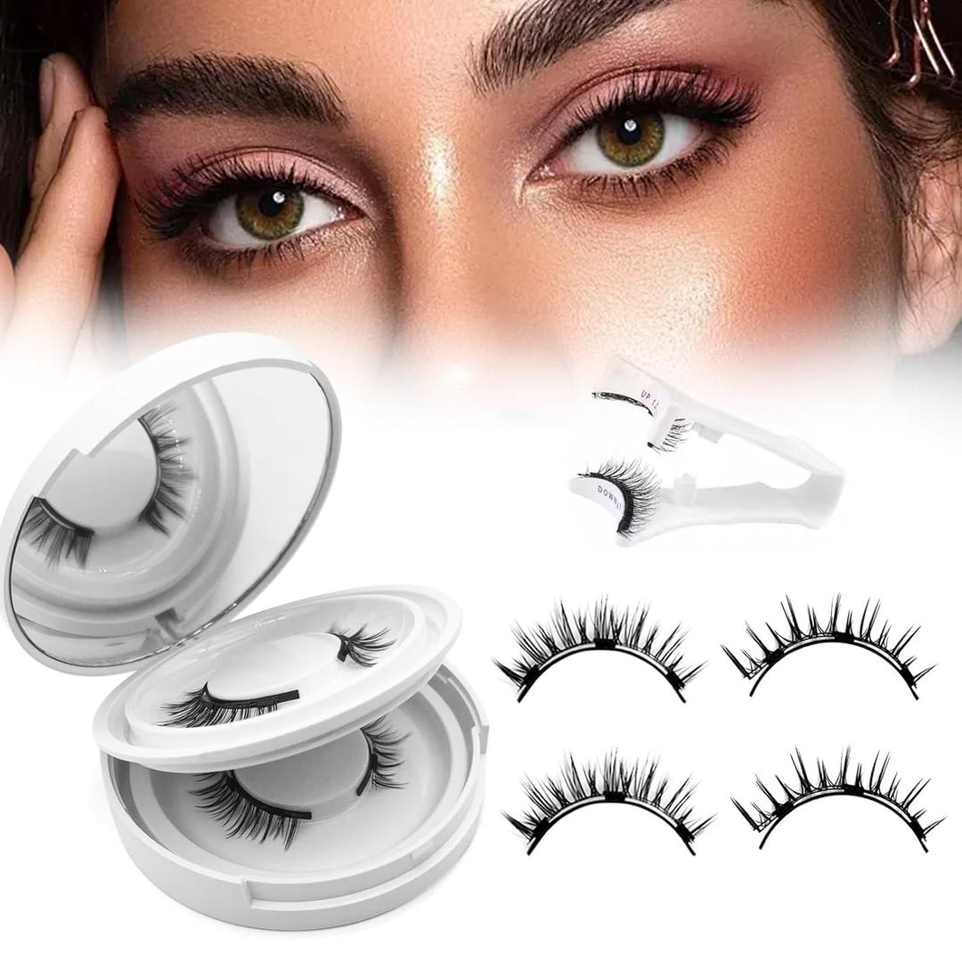 Elara Craft Magnetic Eyelashes,Magnetic Eyelashes with Applicator Natural Look,Reusable Soft Lashes Kit No Glue Needed for Women(02+04)