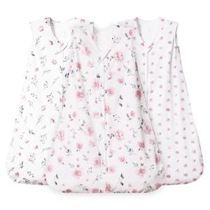 david's kids 3 Pack 100% Organic Cotton Baby Sleep Sack 18-24 Months, Ultra Soft Baby Wearable Blankets with 2-Way Zipper, Comfy Toddler Sleeping Bags for Boys Girls Neutral, X-Large Size, Floral