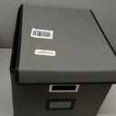 Huolewa Faux Leather File Organizer Box with Lid, Collapsible Hanging File Folder Box Organizer with Plastic Slides, Decorative Home/Office Filing System Boxes for File and Folders Storage ((Leather) Dark Gray)