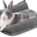 Rabbit Bed, Washable Bunny Pillow, Reversible Lounger Pad, Soft Small Animal Bedding, Stress Relief Pet Mat for Kittens, Guinea Pigs, Puppies (Dark Grey)