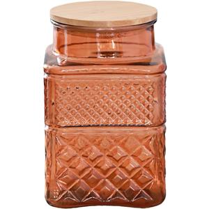 ANSQU Square Glass Jar, 61 Fl oz Candy Jar with Lid, Glass Food Storage Containers for Ground Coffee, Tea, Sugar, Decorative Mason Jar (Amber)