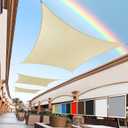 Royal Shade 14' x 14' Beige Rectangle Sun Shade Sail Canopy Outdoor Patio Fabric Screen Awning RTAPS14 - UPF50+ 95% UV Blockage, Heavy Duty, Water & Air Permeable (We Make Custom Size)