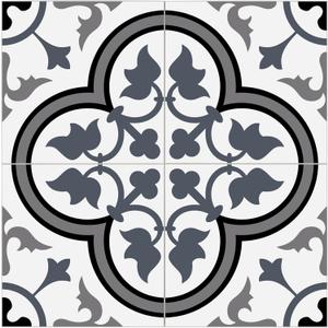 The Tiles Plaza Encaustic Peel and Stick Backsplash, Blue and White Patterned Vintage Stick on Tile, Stone Composite Self-Adhesive Wall Tile Sticker for Kitchen Bathroom Fireplace Stairs, 10 Sheets