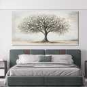 Large Canvas Tree of Life Wall Art Modern Black and White Wall Art 29"X58"