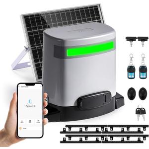 1300lbs Solar Sliding Gate Opener with Nylon Gear Rack Drive, Automatic Gate Motor Kit for 40ft Gates, WiFi App & Remote Control, Built-in Backup Battery & Infrared Safety Sensor