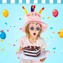Coume 2 Plush Birthday Hats for Adults, 2 Sweet Cream Glasses, Party Novelty Decorations Happy Birthday Hats