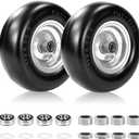 11x4.00-5" Flat Free Lawn Mower Tire and Wheel, Universal 11x4-5 Solid Smooth Replacement Tires for Zero Turn Lawn Mowers, with 3/4" & 5/8" Bearings, 3.4"-4.8" Centered Hub, 350lbs, Gray Rim, 2Pack