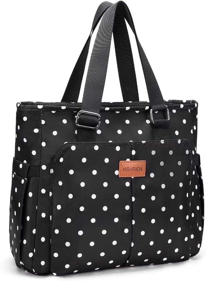 Lunch Bag Lunch Box Women - Large Tote Lunch Bags Men Women: Leakproof Insulated Lunch Cooler Bag for Adults 14L, White Dots