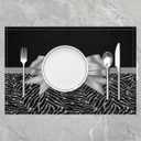 Silver Glitter Print Table Place Mats Placemats Set of 4 Silver Bowknot Decor Table Place Mats Pastel Print Placemats Black Placemat for Kitchen Dining Table 18"x12" for Boys Girls Kids(No Glitter)