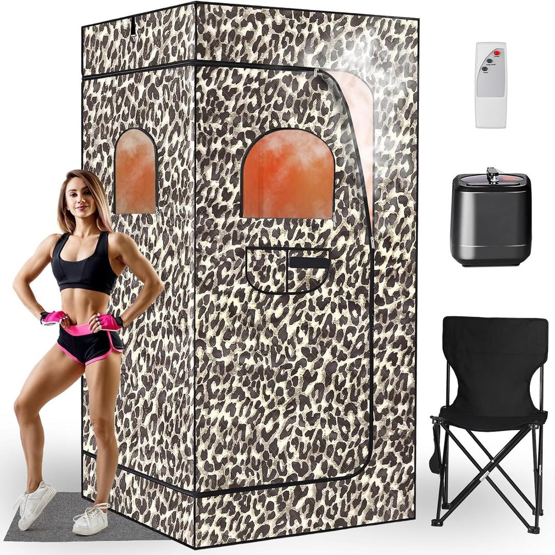 Portable Sauna Box for Home with 3L Steamer, Max 140 Full Body Steam Sauna Tent with Remote Control, 9 Levels 7-Min Quick Heat Folding Chair Waterproof Mat, Indoor Outdoor Use 5.9 * 2.92 * 2.95 ft