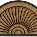 Kempf Sunburst Half Round Coco Coir Doormat, 18" x 30" - Natural Fiber Semi-Circle Welcome Mat with Non-Slip Rubber Backing - Heavy Duty Outdoor Entrance Mat for Front Door & Porch