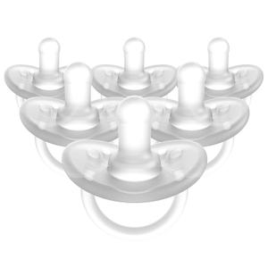 Evenflo Feeding Balance Plus Stage 1 Cylindrical Baby, Newborn and Infant Pacifier - Developed with Pediatric Feeding Specialists - 0 to 6 Months (Pack of 6) (6 Count (Pack of 1), Clear)